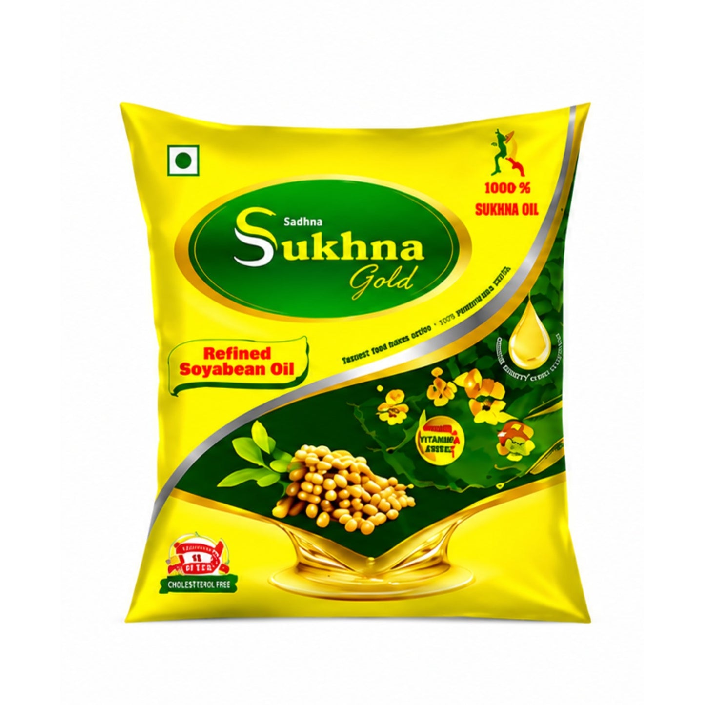 Sukhna Gold Refined Soyabean Oil – 1 Litre (Pouch Pack)