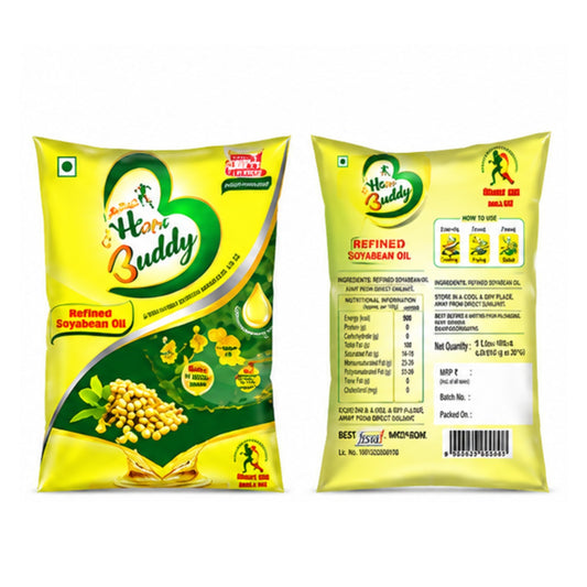 Heart Buddy Refined Soyabean Oil – 1 Litre (Pouch Pack)